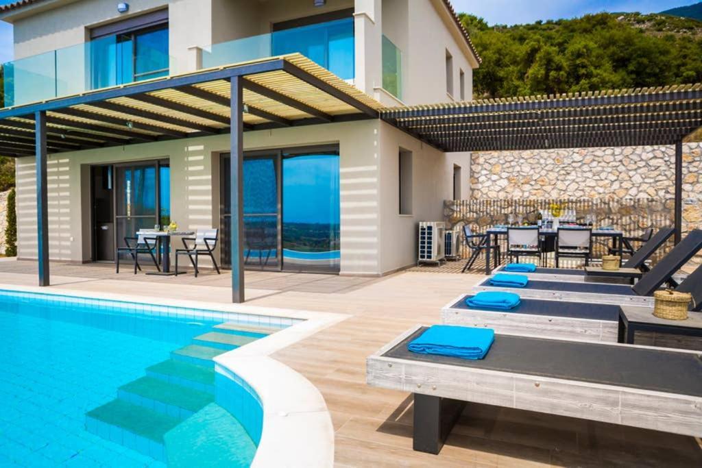 New Villa Blue with private pool at Trapezaki Livathos  Esterno foto